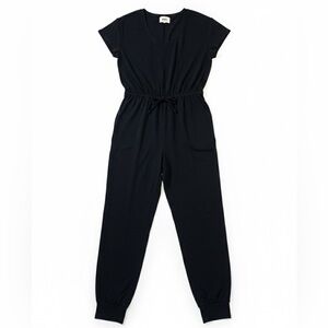 Madewell MWL Breeze Black Short Sleeve Drawstring Jumpsuit Sz medium